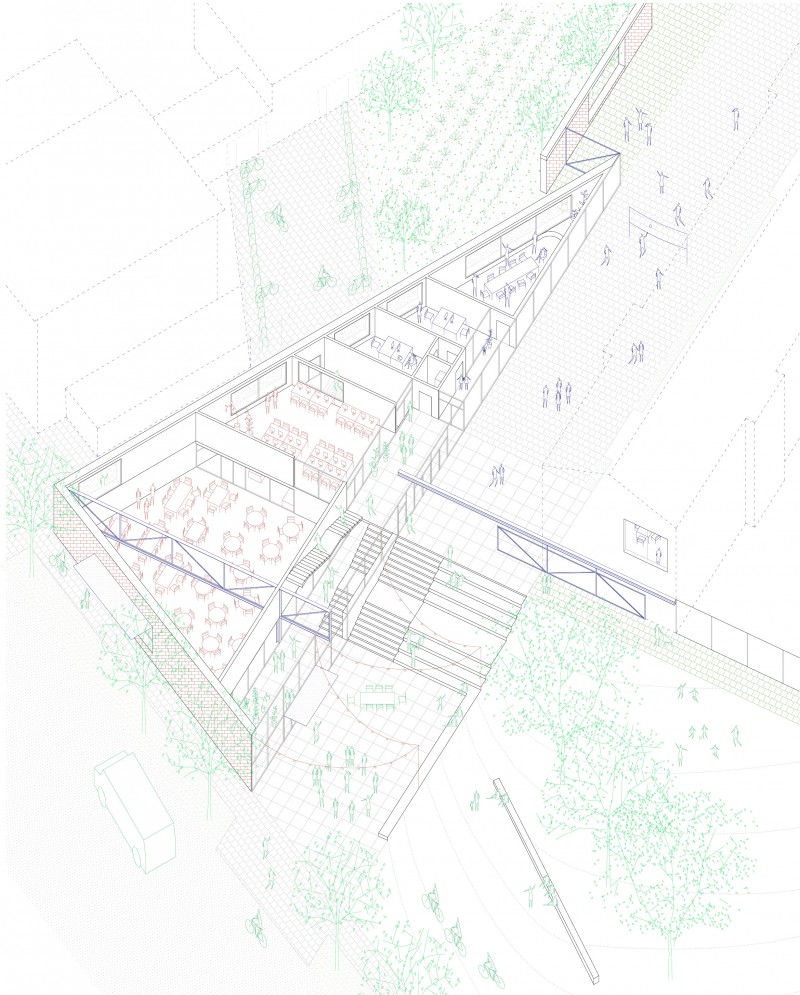 22(02) A SCHOOL_GEOMETRALE_AXONOMETRIE_GENERALE